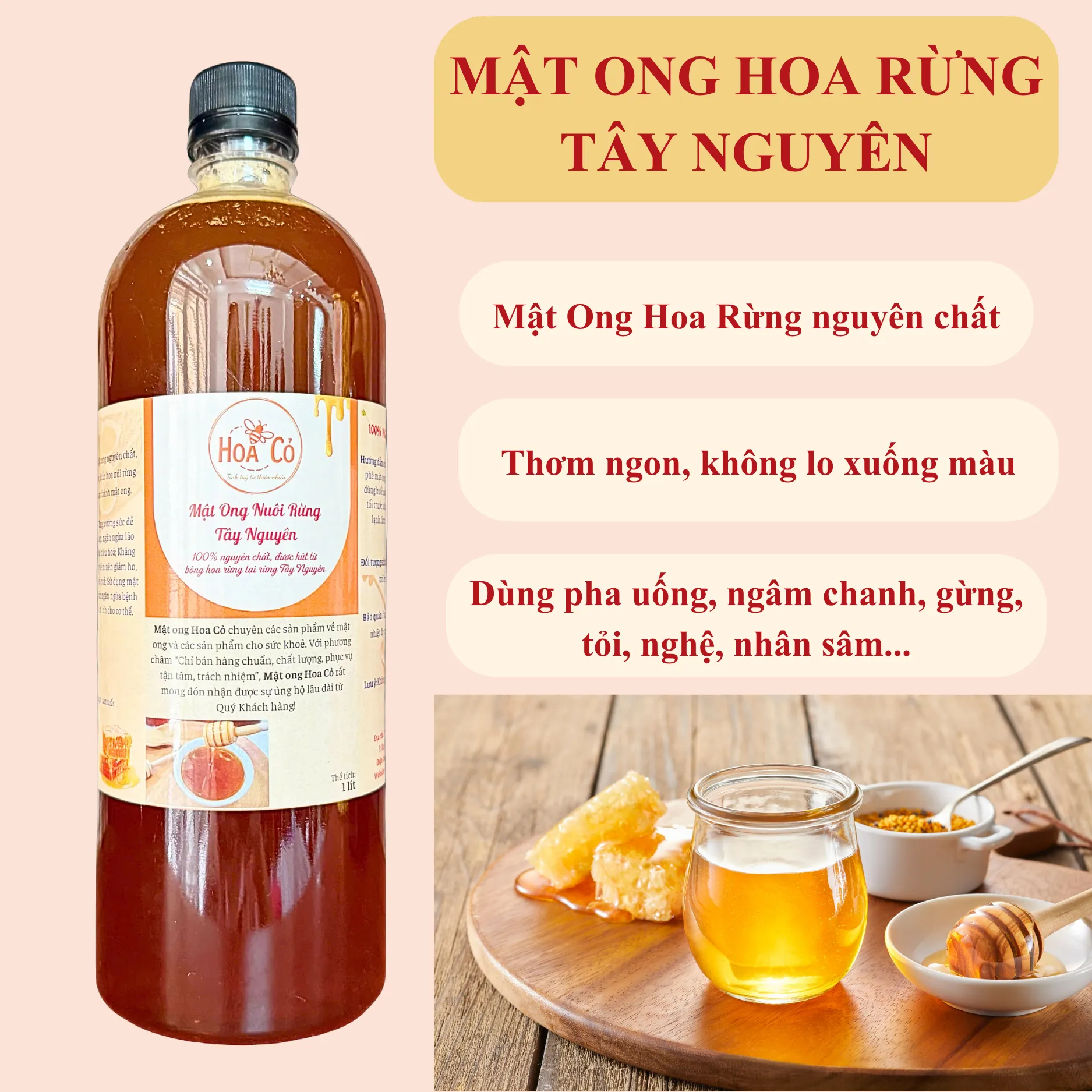 Mật ong hoa rừng Tây Nguyên, hương vị hoa rừng vị ngọt thanh nhẹ 1 Combo 3 Lít Mật Ong Hoa Rừng Tây Nguyên (6)