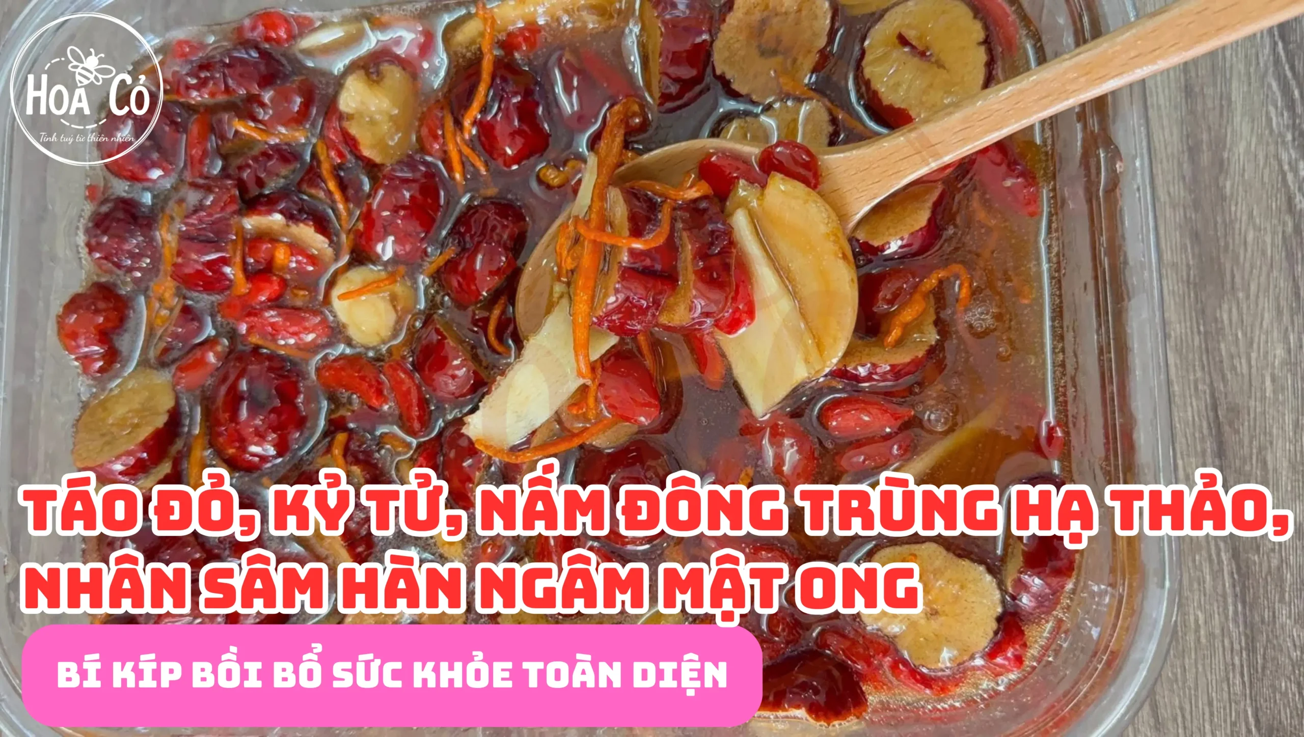 Táo đỏ kỷ tử đông trùng hạ thảo nhân sâm ngâm mật ong: "Bí kíp" bồi bổ sức khỏe toàn diện