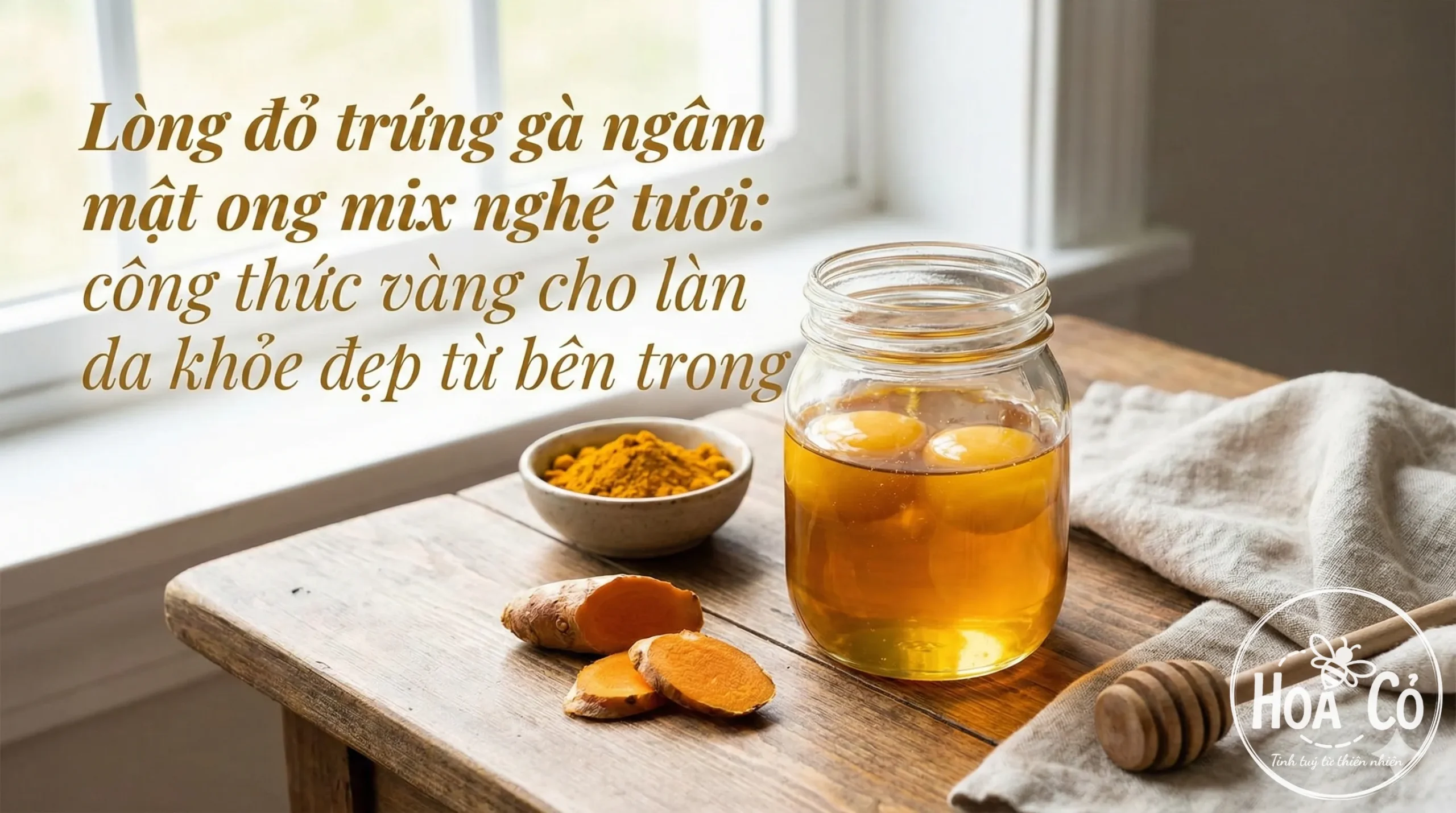 Lòng đỏ trứng gà ngâm mật ong mix nghệ tươi: công thức vàng cho làn da khỏe đẹp từ bên trong